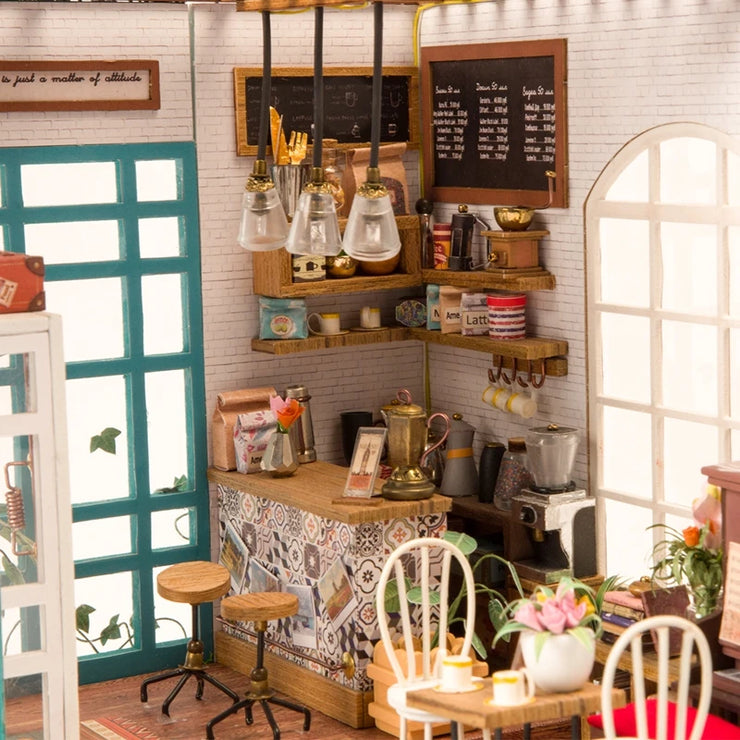 Simon's Coffee Shop DIY Miniature Dollhouse Kit DG109