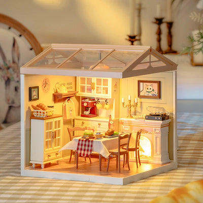 Warm Dining Room, Blooming Tea Garden, Pop Bubble Bathroom  DIY Miniature Dollhouse Kit