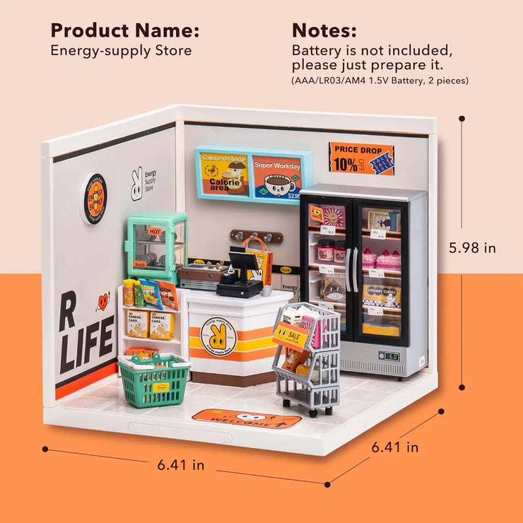 Fruit Store, Cafe Store & Supply Store Kit Plastic DIY Miniature House