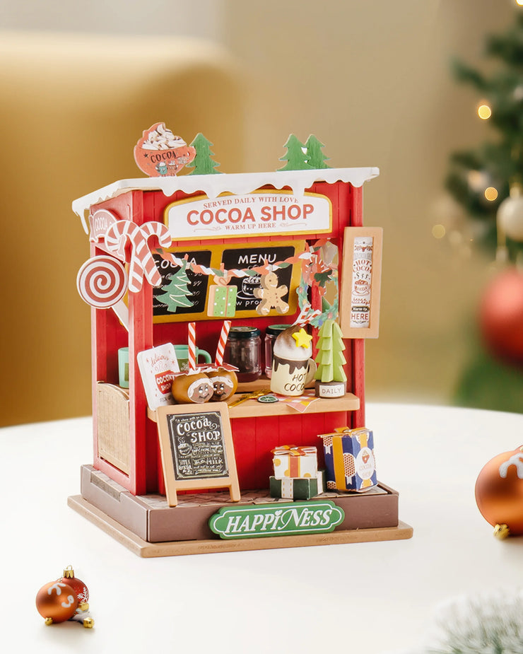 Cocoa Shop, Christmas Fireplace, Christmas House 3D DIY Wooden Puzzle