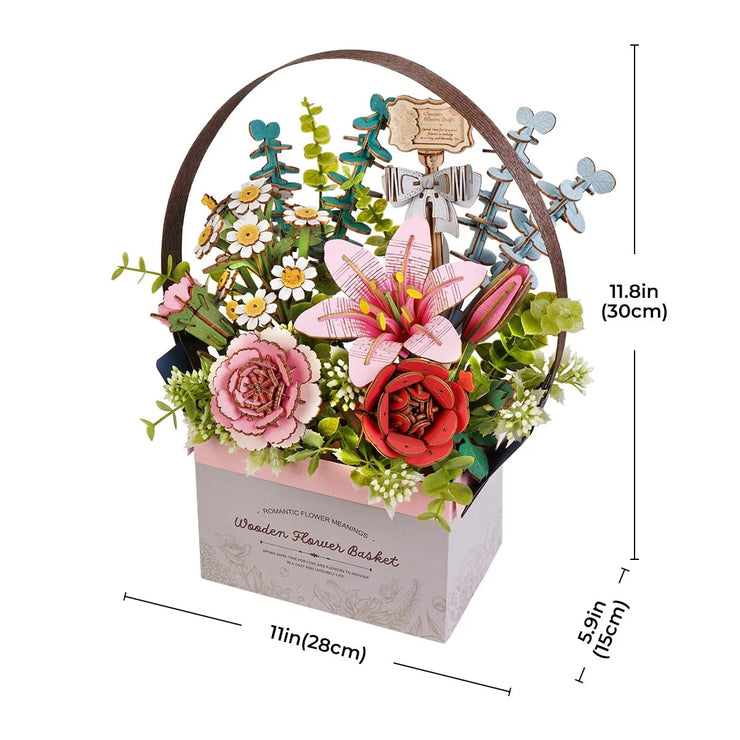 Wooden Flower Basket DIY 3D Puzzle TW03H