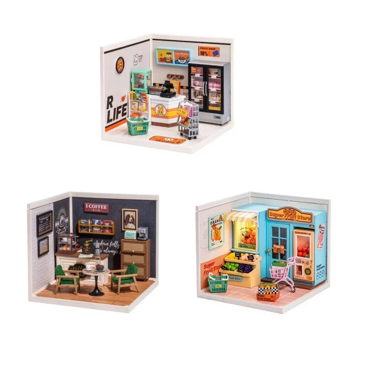 Fruit Store, Cafe Store & Supply Store Kit Plastic DIY Miniature House