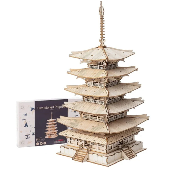 DIY Five-storied Pagoda 3D Wooden Puzzle TGN02