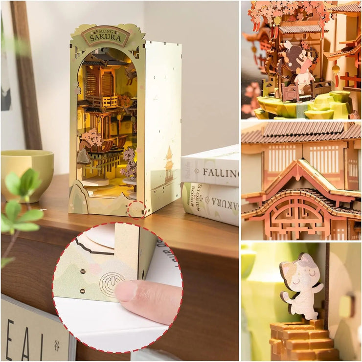 Falling Sakura DIY Book Nook Shelf Insert TGB05