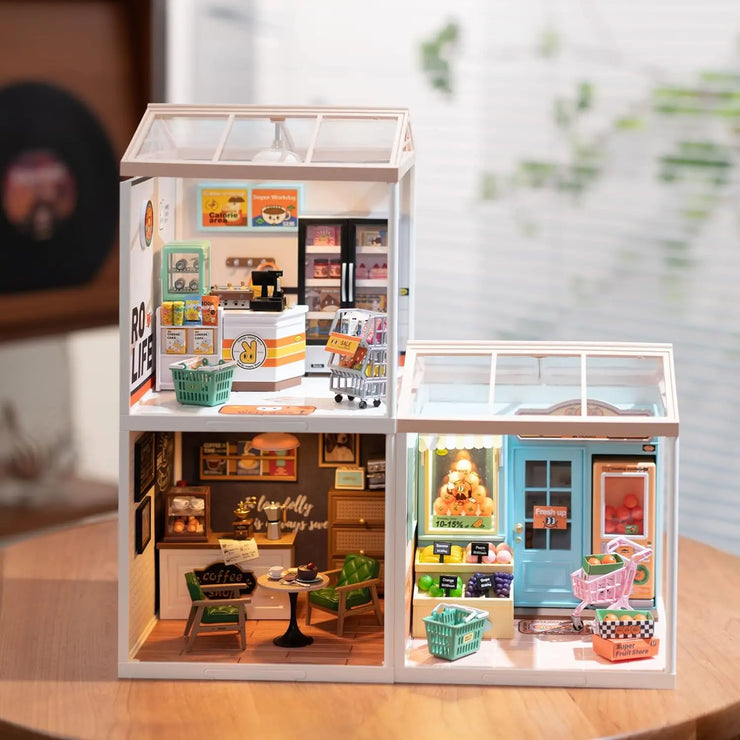 Fruit Store, Cafe Store & Supply Store Kit Plastic DIY Miniature House