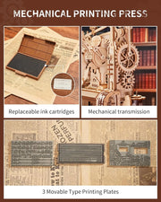 Classic Printing Press Mechanical 3D Wooden Puzzle LK602