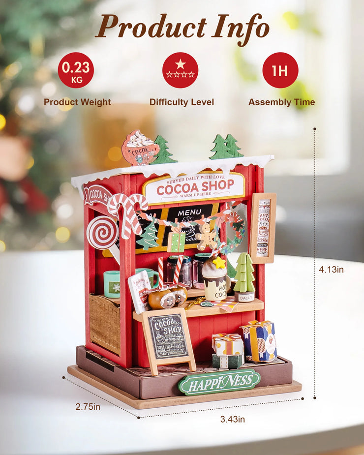 Cocoa Shop, Christmas Fireplace, Christmas House 3D DIY Wooden Puzzle