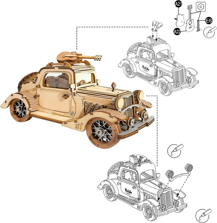 Vintage Car 3D Wooden Puzzle TG504