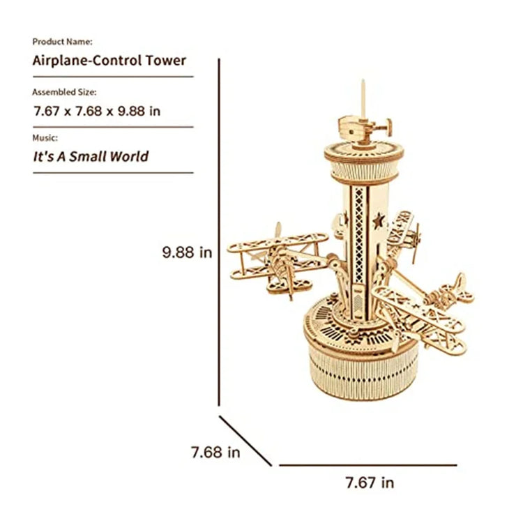 Airplane Control Tower Mechanical Music Box AMK41