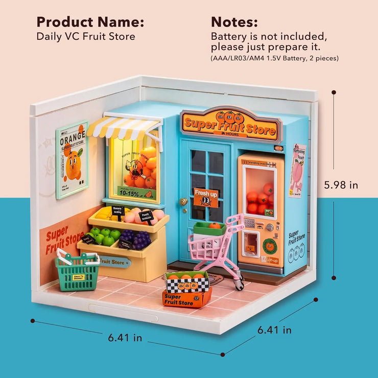 Fruit Store, Cafe Store & Supply Store Kit Plastic DIY Miniature House