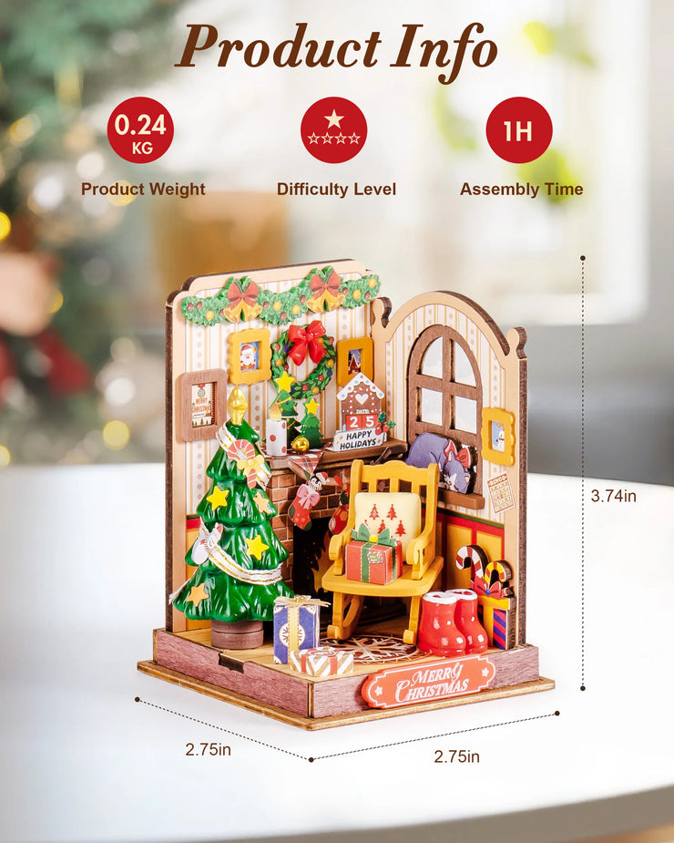 Cocoa Shop, Christmas Fireplace, Christmas House 3D DIY Wooden Puzzle