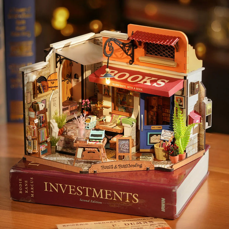 Corner Bookstore DIY Miniature House Kit DG164