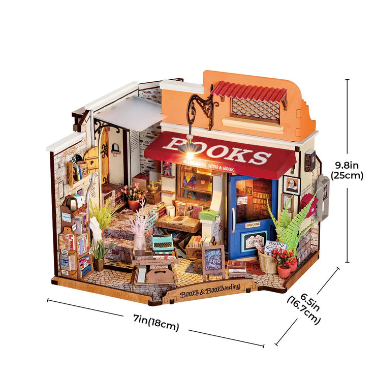 Corner Bookstore DIY Miniature House Kit DG164