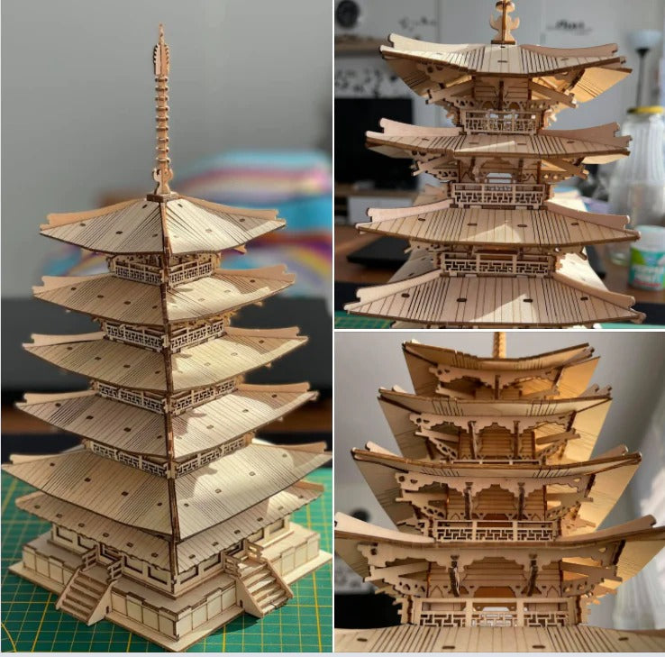 DIY Five-storied Pagoda 3D Wooden Puzzle TGN02