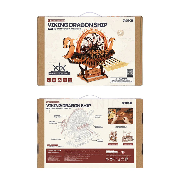 Viking Dragon Ship Mechanical 3D Wooden Puzzle LK802