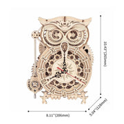 Owl Clock Mechanical Gears 3D Wooden Puzzle LK503